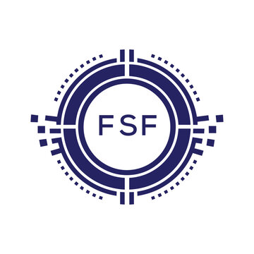 FSF Modern Abstract Circular Technology Logo Design with FSF Letter Logo.

