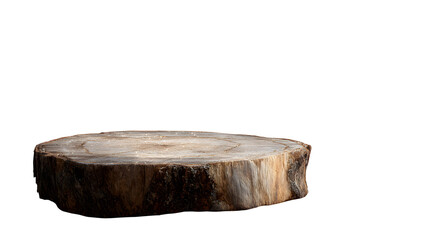 Wooden stump display platform, isolated on transparent background