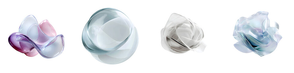 Abstract Glass Forms on White - Modern Art Set