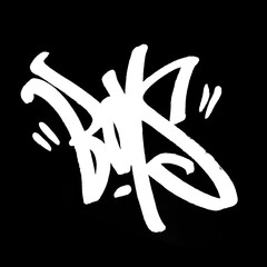 Frase en graffiti blanco sobre fondo negro. graffiti tag style design. Spruch in weißem Graffiti auf schwarzem Hintergrund.