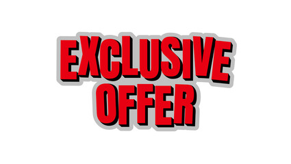 Exclusive Offer Bold Red and White Text with a Modern 3D Effect