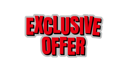 Exclusive Offer Bold Red and White Text with a Modern 3D Effect