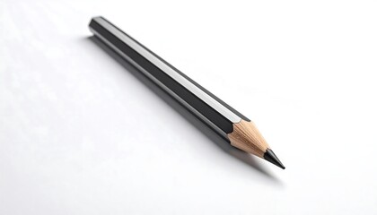 Naklejka premium A black and gray pencil lies diagonally on white paper