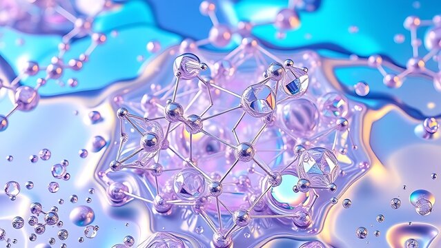 Ultra-high-definition macro shot of iridescent quantum foam forming impossible geometric structures in liquid mercury