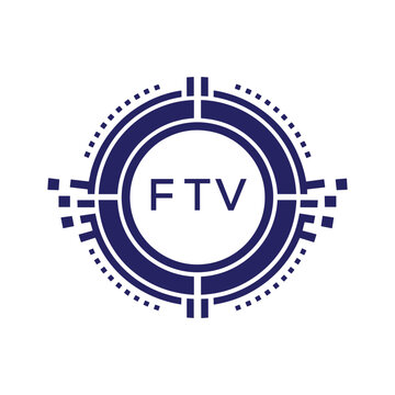 FTV Modern Abstract Circular Technology Logo Design with FTV Letter Logo.

