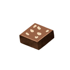 Chocolate cake brownies realistic drawing transparent background