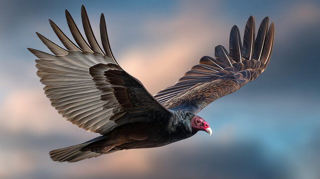 Turkey Vulture Day, turkey vulture in mid-flight with detailed shadowing