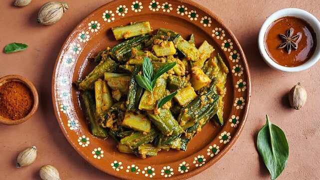bhindi masala, indian recipe, zoom in video