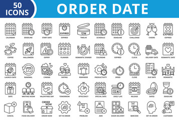 Order date icon set collection vector illustration