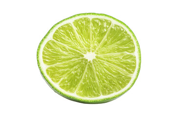Fresh juicy lime slice fruit citrus vitamin c ingredient cooking food photography close-up isolated on transparent background