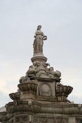 Historic Flora Fountain Marble Statues Decorated with Sculpted Flora in Mumbai, India