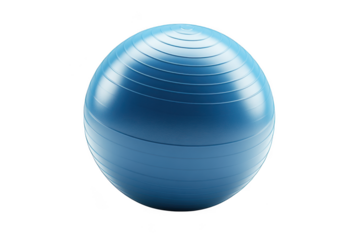 Blue exercise ball, pilates ball, yoga ball, fitness ball, gym ball, stability ball, balance ball png isolated on transparent background