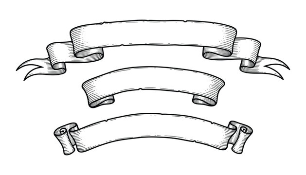 Old parchment banners for messages, announcements or headlines. Isolated vector illustration.