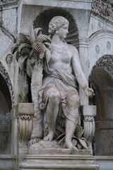 Historic Flora Fountain Marble Statues Decorated with Sculpted Flora in Mumbai, India