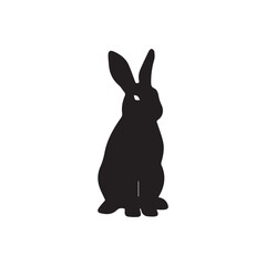 Silhouette icon of a rabbit in pose, isolated on white background. Minimalist black vector design, perfect for logos, symbols, clipart, and animal illustrations