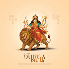 Hindu goddess for happy Durga Puja festival.