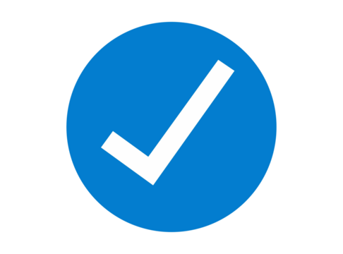 Elegant blue circle with white check mark icon on transparent background