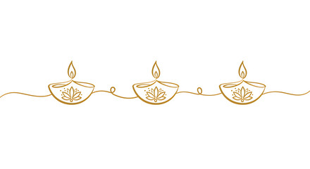 Set of Diwali diya vector illustrations Collection of minimalist line art diyas for Diwali festival design