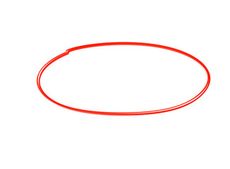 Bright red hand drawn ellipse highlighting focus point on transparent background