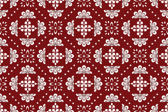 Red seamless damask floral pattern wallpaper backdrop