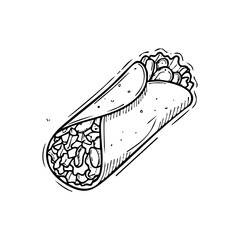 Delicious burrito illustration with meat and vegetables perfect for mexican food lovers and fast food cravings
