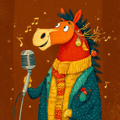 A horse sings a song