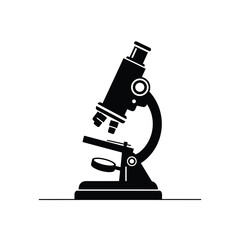 Black microscope on white background scientific laboratory
