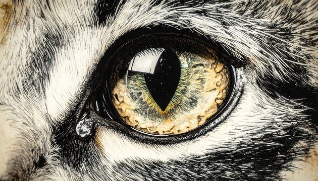 Close-up of a cat's eye, detailed texture