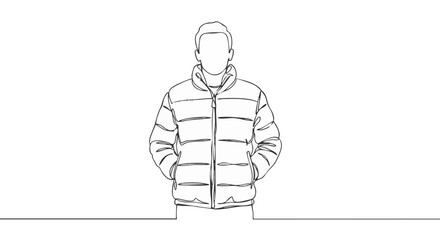 Fototapeta premium A person in winter clothing with minimalist line art style.