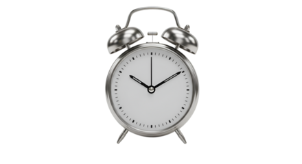 Precise Moment: A classic, metallic alarm clock, its face displaying the meticulous passage of time. Its elegant design evokes a sense of punctuality and readiness.