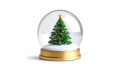 A Christmas snow globe, featuring a miniature Christmas tree