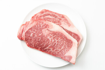 生のステーキ肉　白バック