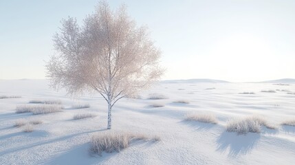 Snowy Landscape: Winter Tree Solitude