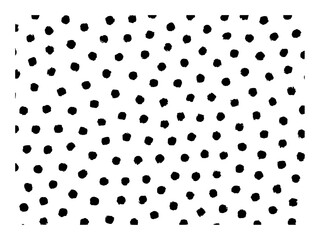 Black Polka Dot Pattern on White Background - Hand-Drawn Style © pixelVista