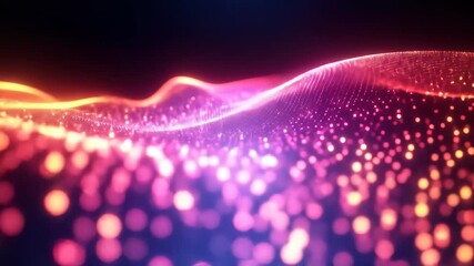 Abstract glowing wave of digital particles in pink and orange gradient
- Powered by Adobe