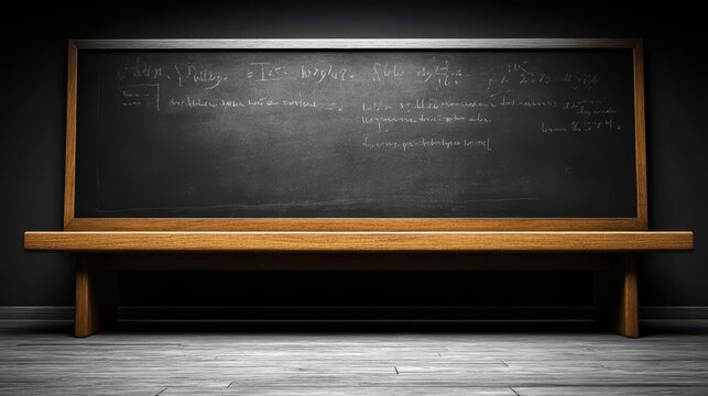 Chalkboard Equations on Wooden Bench