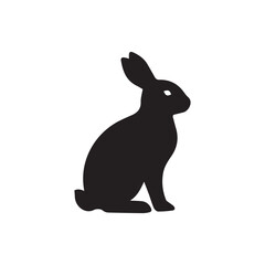 Black silhouette of rabbit icon with simple and clean design. Suitable for decoration, print, web graphics, and nature-themed projects
