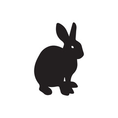 Black silhouette of rabbit icon with simple and clean design. Suitable for decoration, print, web graphics, and nature-themed projects