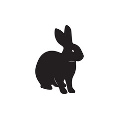 Black silhouette of rabbit icon with simple and clean design. Suitable for decoration, print, web graphics, and nature-themed projects