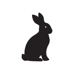 Black silhouette of rabbit icon with simple and clean design. Suitable for decoration, print, web graphics, and nature-themed projects