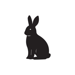 Black silhouette of rabbit icon with simple and clean design. Suitable for decoration, print, web graphics, and nature-themed projects