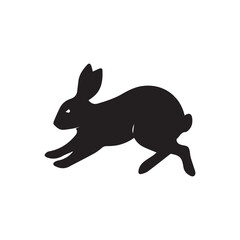 Black silhouette of rabbit icon with simple and clean design. Suitable for decoration, print, web graphics, and nature-themed projects