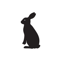 Black silhouette of rabbit icon with simple and clean design. Suitable for decoration, print, web graphics, and nature-themed projects