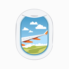 Obraz premium Airplane Window View Pixel Art Illustration