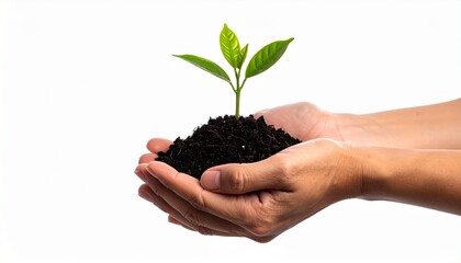 hands holding a plant