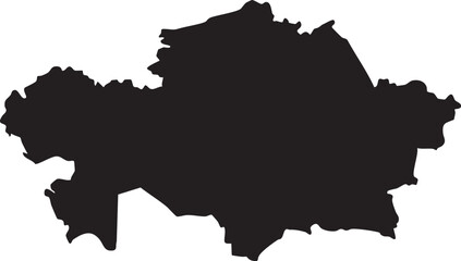 Kazakhstan Map Icon &ndash; Simple Black Silhouette of Country Shape
