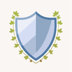 Simple Light Blue Shield With Green Laurel Wreath