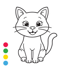 Cat Outline Vector Drawing for Coloring Page