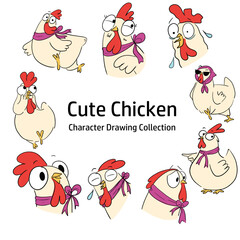 Cute Chicken Character Drawing Collection