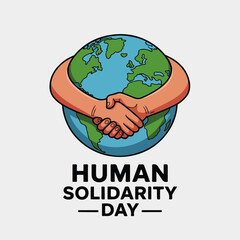 Human Solidarity Day Graphic with Unity Symbol, world, earth, and Diverse Handshake Illustration 